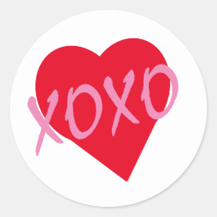 Red Heart Pink XOXO Valentijns's Simple Classic Ronde Sticker