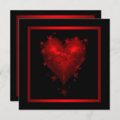 Red Heart Red Black Wedding Invitations (Devant / Derrière)