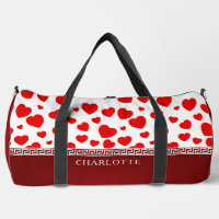 Red Heart Ribbon Custom Naam Duffle Bag