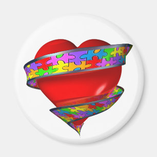 Red Heart Ribbon Magneet