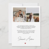 Red Heart Romantic Mariage Photos Merci Note (Dos)
