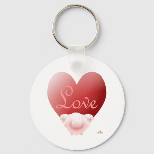 Red Heart Roze Roses Love Sleutelhanger