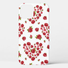 Red Heart Rozen Patroon, Valentijnsdag Gift iPhone 12 Hoesje