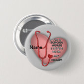 Red Heart School Nurse Ronde Button 5,7 Cm (Voorkant /achterkant)