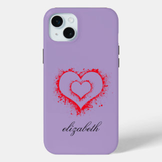 red heart shape colorful background personalized  iPhone 15 mini hoesje