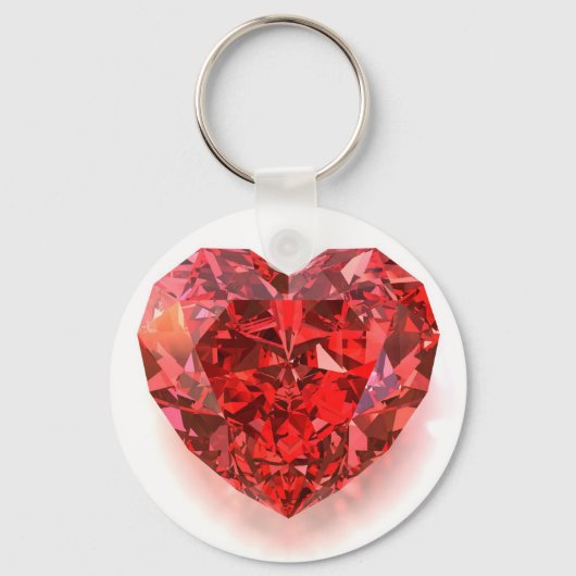 Red Heart Shaped Diamond Sleutelhanger (Voorkant)