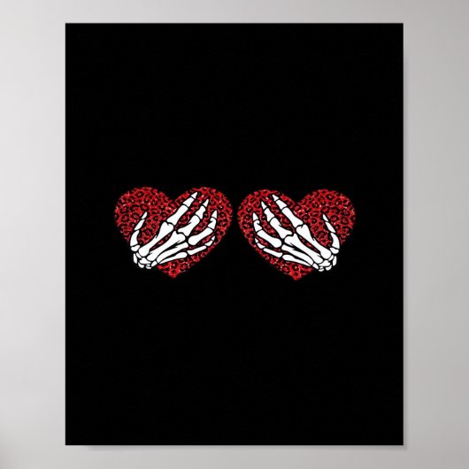 Red Heart Skeleton Hands Classic Poster (Voorkant)