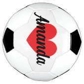 Red heart soccer ball with custom name (Tourné)
