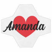 Red heart soccer ball with custom name (Plat)