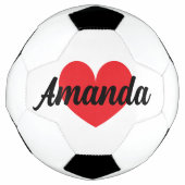 Red heart soccer ball with custom name (Devant)