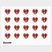 Red Heart Sunset Beach Holding Hands Ronde Sticker (Vel)