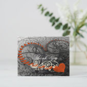 Red Heart Swirls Dank je Briefkaart (Staand voorkant)