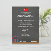 Red Heart Teacher Afstuderen Invitation Kaart (Staand voorkant)