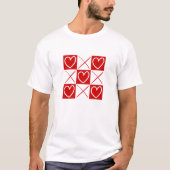Red Heart Tic Tac Toe Love Pattern T-shirt (Voorkant)