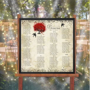 Red Heart Tree - 100 tot 150 gasten - alfabetisch Poster
