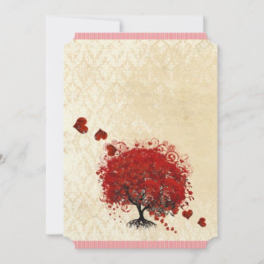 Red Heart Tree Falling Hearts Faire-part de mariag (Devant)