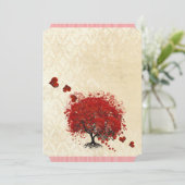 Red Heart Tree Falling Hearts Faire-part de mariag (Debout devant)