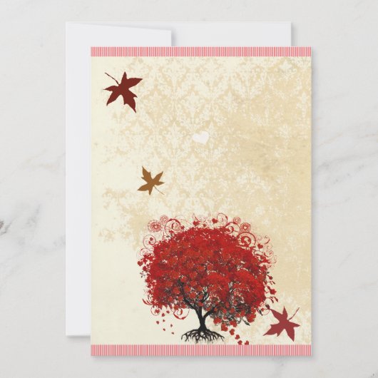Red Heart Tree - Feuilles d'automne Faire-part de  (Devant)