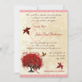 Red Heart Tree - Feuilles d'automne Faire-part de  (Dos)