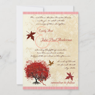 Red Heart Tree - Feuilles d'automne Faire-part de 