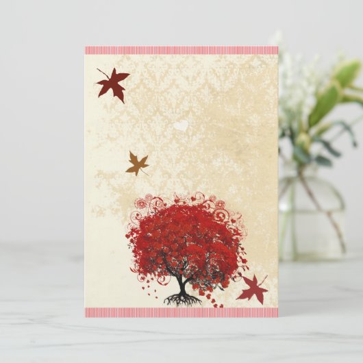 Red Heart Tree - Feuilles d'automne Faire-part de  (Debout devant)
