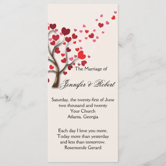 Red Heart Tree op het programma voor het huwelijk (Voorkant)
