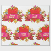 Red Heart True Love Cadeaupapier (Vlak)