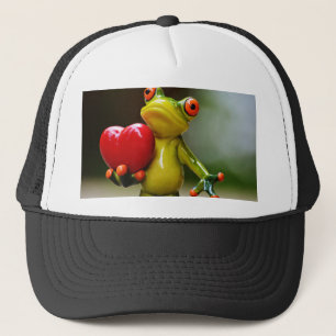Red Heart Valentijn Green Frog Trucker Pet