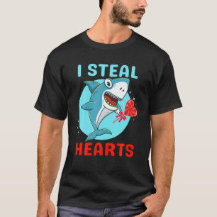 Red Heart Valentijn Shark I Steal Hearts Boys Girl T-shirt