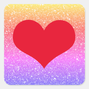 Red Heart Valentijnsdag Pink Rose Gold Glitter Vierkante Sticker
