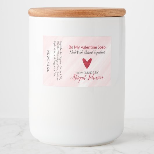 Red Heart Valentijnsdag Zelfgemaakte handgemaakte Voedselcontainer Etiket (Voorkant)