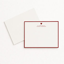 Red Heart Valentine’s Day Note Card Kaart