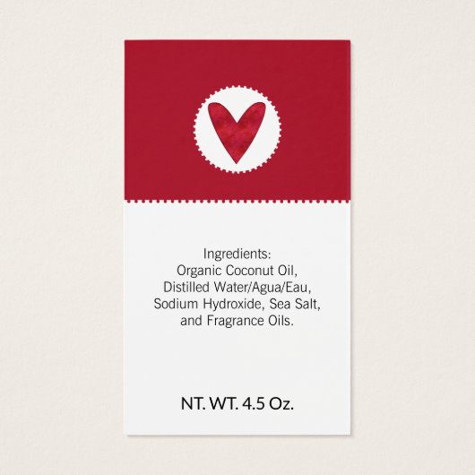 Red Heart Valentine's Day fait maison savon artisa (Dos)