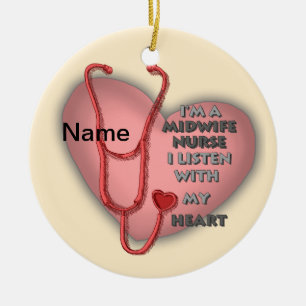Red Heart Verloskundige Verpleegkundige Keramisch Ornament