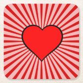 Red Heart Vierkante Kartonnen Onderzetter (Voorkant)