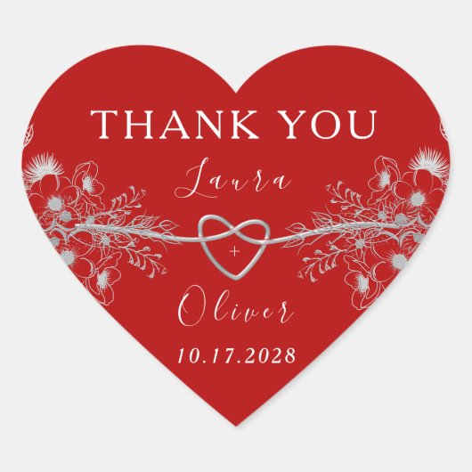 Red Heart Wedding Hart Sticker (Voorkant)