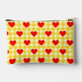 Red Heart Yellow Gingham Pattern Valentijnsdag Etui (Achterkant)