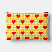 Red Heart Yellow Gingham Pattern Valentijnsdag Etui (Voorkant)