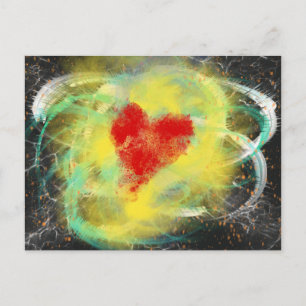 Red Heart Yellow Spiral abstract Art Valentiine Da Briefkaart