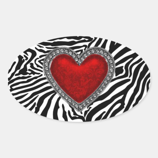 Red Heart Zebra Envelope Seal Party Favor Labels (Voorkant)
