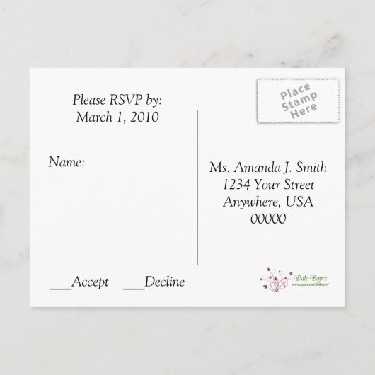 Red Heart  zwarte wervelingen RSVP Uitnodiging Briefkaart (Achterkant)