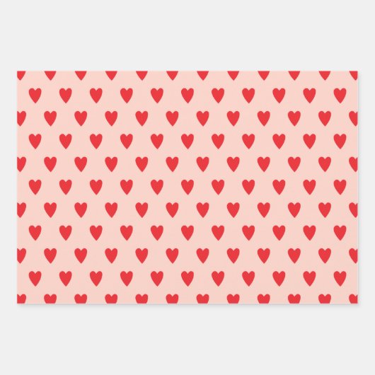 Red Hearts Abstract hand getekend Boho Style Patro Inpakpapier Vel (Voorkant)