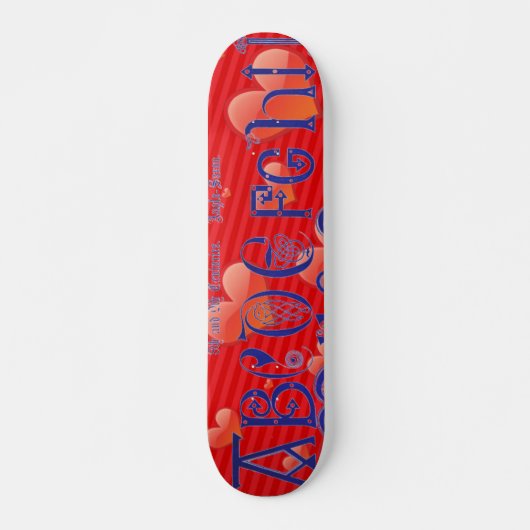 Red Hearts Alphabet Skateboard (Devant)