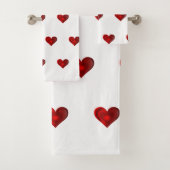 Red Hearts Bath Towel Set Bad Handdoek (Insitu)