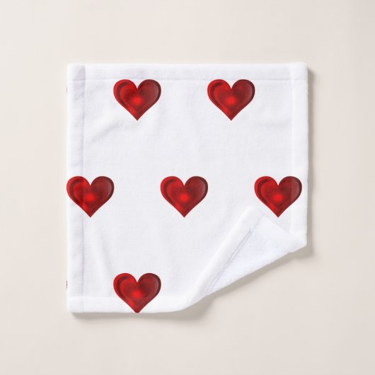 Red Hearts Bath Towel Set Bad Handdoek (Wasdoekje)