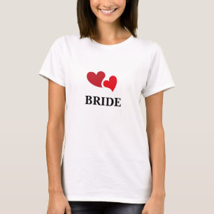 Red Hearts bruid Typografie Minimale ontwerp T-shirt