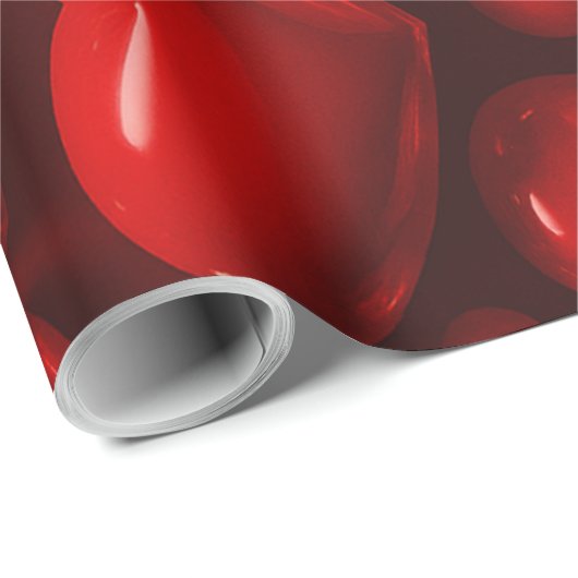 Red Hearts Bubble Pattern Cadeaupapier (Rol Hoek)