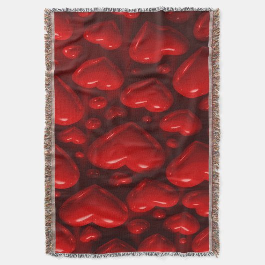 Red Hearts Bubble Pattern Deken (Voorkant Verticaal)