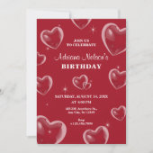 Red Hearts bulle anniversaire Invitation (Devant)