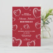 Red Hearts bulle anniversaire Invitation (Debout devant)